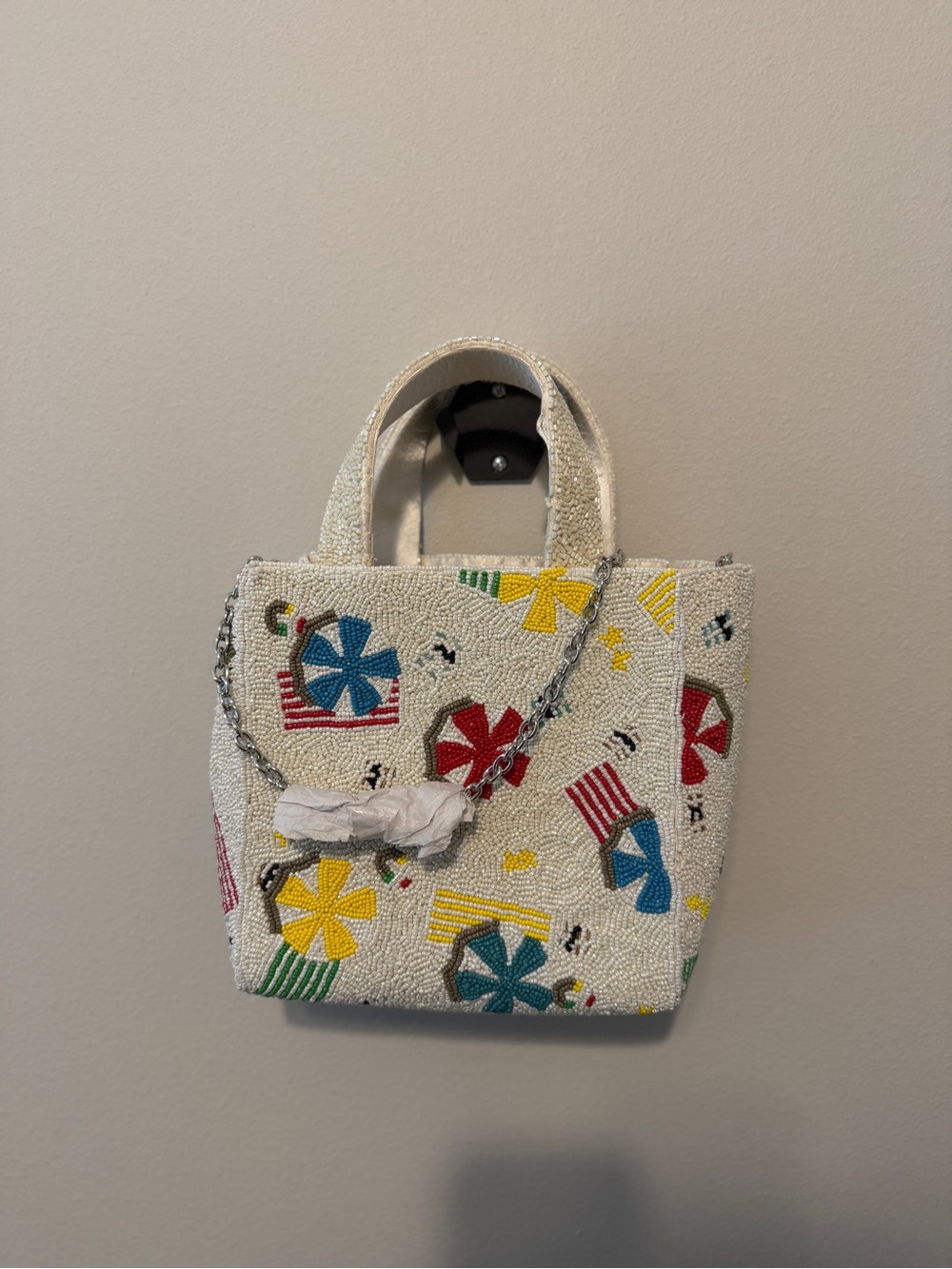 Beaded Umbrellas Bucket Bag